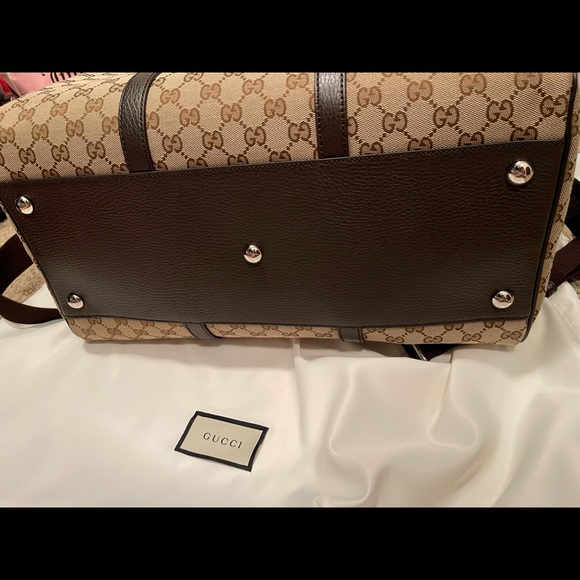 Gucci GG Monogram Canvas & Leather Tote Carry-On Duffel Bag - Picture 11 of 12